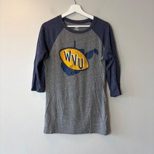 Adidas College Vault Graphic Baseball Tee Raglan Gray Navy Women's Large